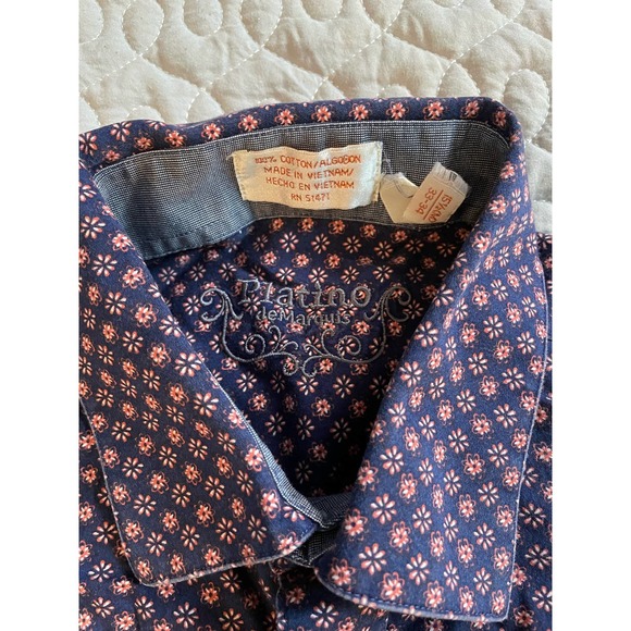 Mens Platino De Marquis Causal Button Dress Shirt Floral Medium - Picture 2 of 3